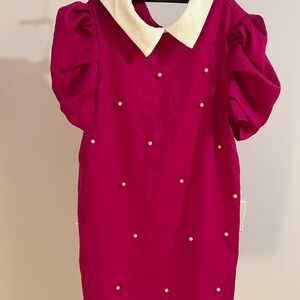 Elegant Pink Kids Dress with Pearl Accents